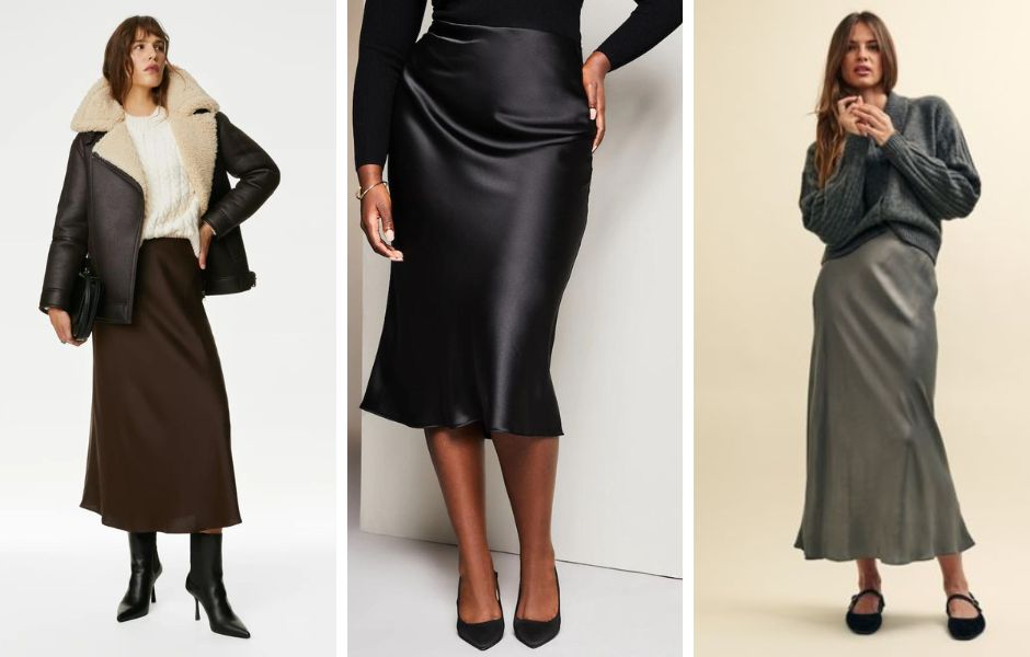 How to Wear and Style a Satin Bias-Cut Skirt